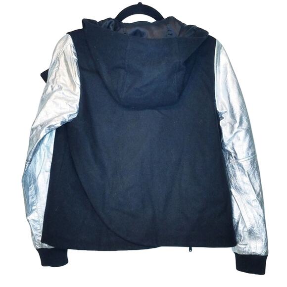 Nike Destroyer Varsity Jacket Wool Hoodie Lamb Leather Coat Black Size Med - Picture 11 of 12